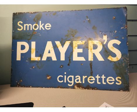 'Smoke Players cigarettes enamel advertising sign, 41x61cm 
