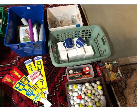 A lot of golf memorabilia to include ?The Open? mugs, mixed golf balls (some boxed), various boxes of vintage matches, The Op