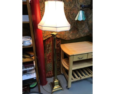 A Heavy brass Corinthian column standard lamp, In a working condition. 