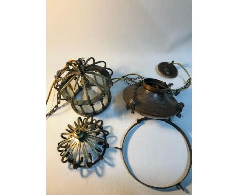 A Lot of two antique ceiling light fittings. 