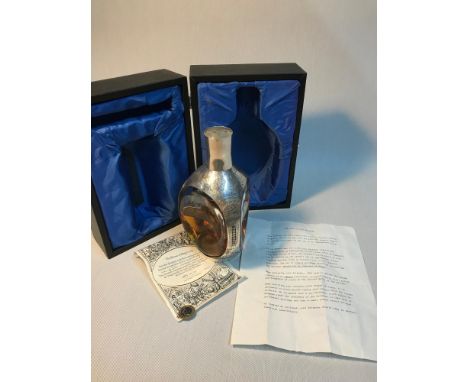 A London silver overlay Haig's Dimple whisky decanter with original box and certificate. Limited edition 436/1500. Has been o