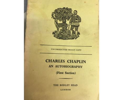 A Very Rare Book, entitled Charles Chaplin An Autobiography (First Section. This is an Uncorrected Proof Copy by Charley Chap