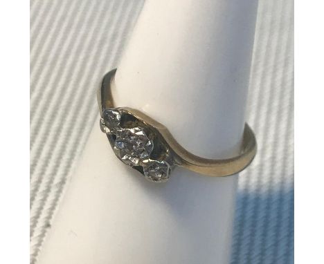 A 9ct gold, palladium and diamond stone ring, ring size K. Weighs 1.66grams 