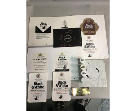 A Rare Selection of Original Marketing Proof Labels from Black &amp; White Scotch Whisky, with Original Film Print. (Some Lab