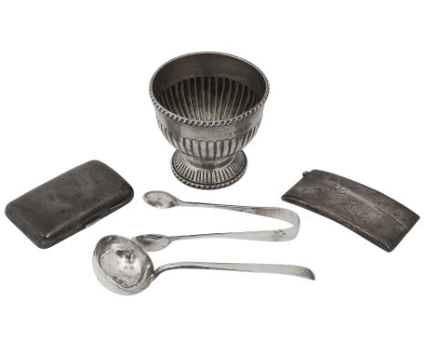 A George V silver small presentation rose bowl, a curved card case and other itemsfirst Birmingham, 1934 by Alexander Clark &