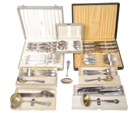 Two matched Finnish .813 silver 'Chippendale' pattern six setting canteens of flatware various dates c.1960, marked for  Kult