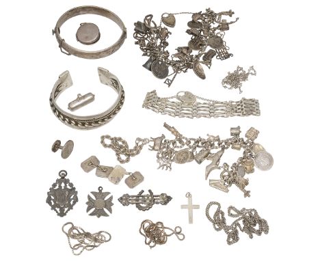 A collection of jewellery including two cultured pearl necklaces, one with a turquoise  and  cultured pearl cluster clasp; va