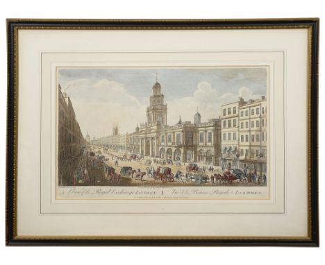 Three 18th century and later perspective view of Londonengravings with hand colouring, first after Thomas Bowles 'A View of t