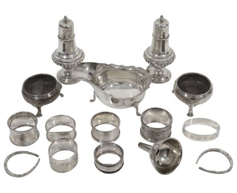 A collection of silver to include a pair George III cauldron salts, and other itemsvarious date, makers,first London, 1764, m