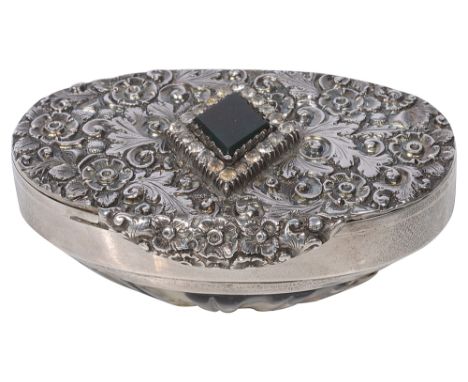 A George IV silver mounted carved cowrie shell snuff boxBirmingham, 1830 by Taylor &amp; Perrythe hinged lid with fine foliat