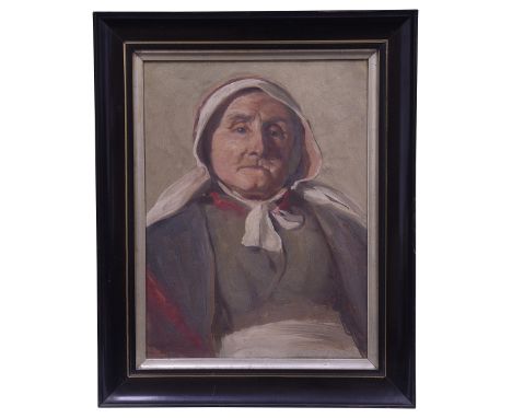 John J. Witcombe (British, 1872-1918)'Portrait of a Lady wearing a Headscarf', oil on canvas, signed to lower left and dated 
