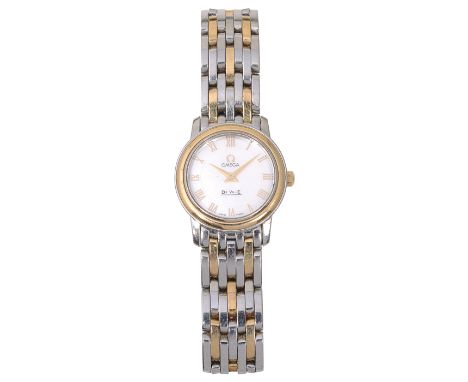 A lady's Omega De Ville bi-colour stainless steel quartz wristwatch circa 2010circular mother of pearl dial gold Roman numera