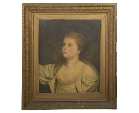 K.G. Beater (active late 19th century)after Jean-Baptiste Greuze (1725-1805) 'Portrait of a Girl Looking Up', oil on canvas, 