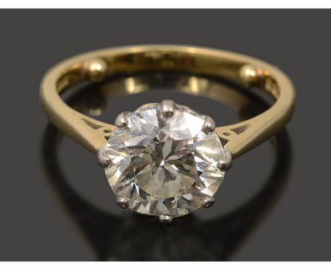 A diamond single stone ringthe brilliant-cut diamonds estimated to weigh 2.35cts approximately to the 18ct coronet setting an