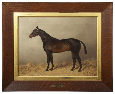 Henry Frederick Lucas-Lucas (1848-1943)a horse portrait of a bay gelding 'Chieftain', oil on canvas, signed, dated and titled