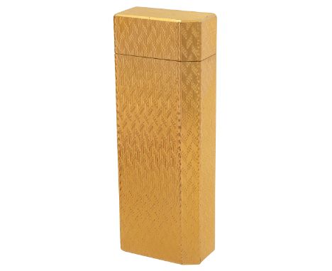A Must de Cartier gold-plated boxed lighter with textured decoration, contained within a fitted case, serial no 73511length 7