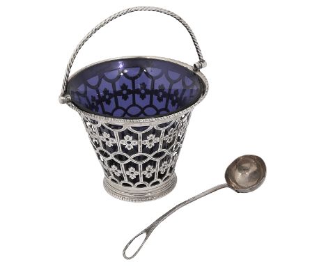 A George III silver swing handle cream pailLondon, 1773 by Samuel Meriton IIof circular tapering form with pierced decoration