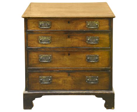 A small 18th century chest of drawers, possibly American, c. 1780, cock beaded moulded edge top, with four graduated long dra