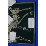 Four 925 Sterling Silver Pendant and Chains with Gemstones