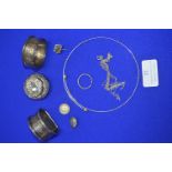 Assorted Silver Items Including Napkin Rings, Jewellery, etc. ~50g total