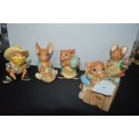 Five Pendelfin Rabbit Figures