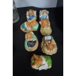 Seven Pendelfin Sleeping Rabbit Figures