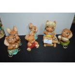 Six Pendelfin Baking & Eating Rabbit Figures
