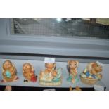 Five Pendelfin Rabbit Figures