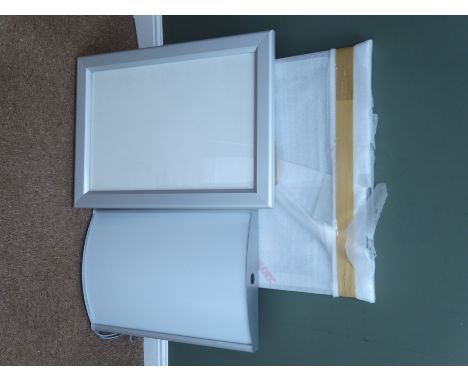 An A1 lockable aluminium poster case with transformers, an A3 curved light box, and an A3 flat light box