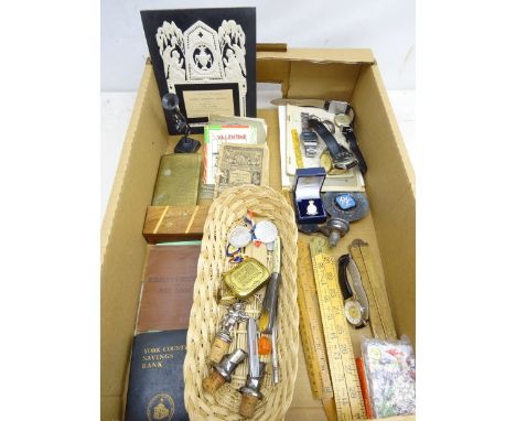 RAC car badge, Minton's Paints &amp; Varnishes advertising letter opener, York County and another Savings Bank, Casio, Majex,