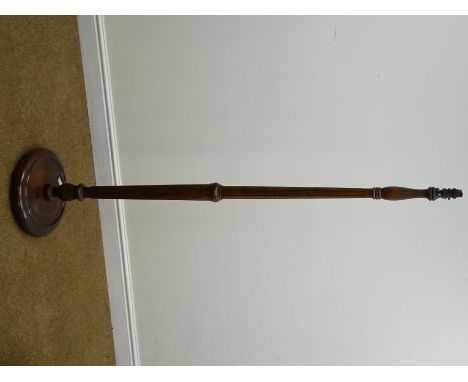 Early 20th century turned standard lamp with shade, H154cm