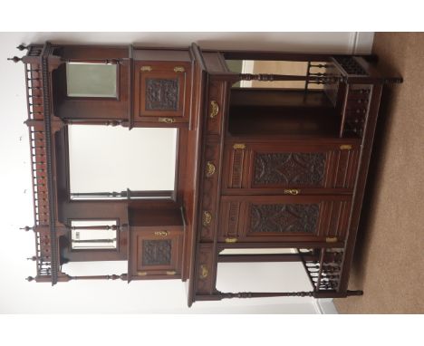 French painted armoire, arch top with two glazed doors, W125cm, H191cm, D54cm