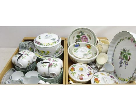 Royal Worcester 'Herbs' dinner and tea service, Evesham oven ware, Portmeirion Botanic Garden and other dinner ware in two bo