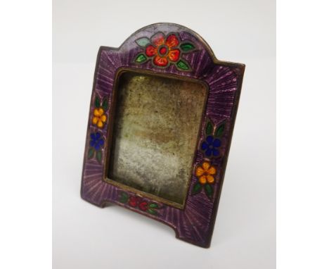 Early 20th century miniature Czech enamel picture frame, H5cm