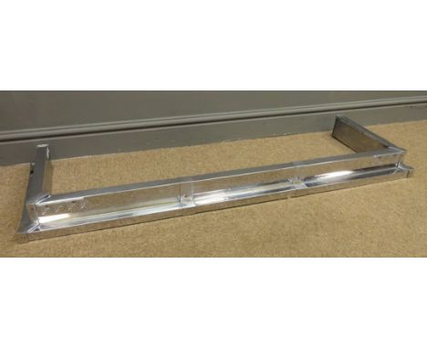 Art Deco chrome fire fender with stepped design by W &amp; P Ltd, Birmingham, L126cm x D37cm 