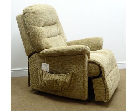 Sherborne electric riser reclining armchair, upholstered in a dark beige farbic, W85cm (This item is PAT tested - 5 day warra