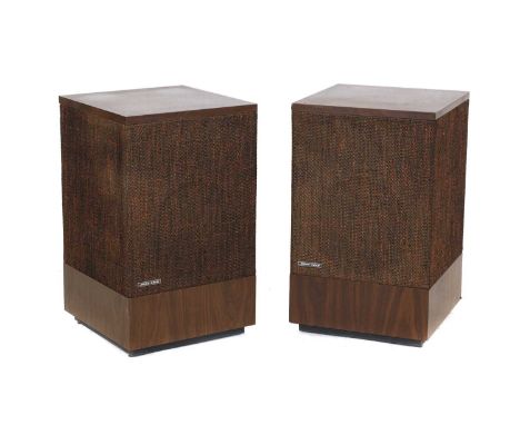A pair of Bose 501 Series II Reflecting Speakers,1977-1980, the tops and plinths with mahogany veneer, with mottled brown woo