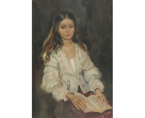 ▴ John Frederick Lloyd Strevens (1902-1990)Portrait of the artist's daughter reading, c.1970soil on canvas91.5 x 61cmProvenan