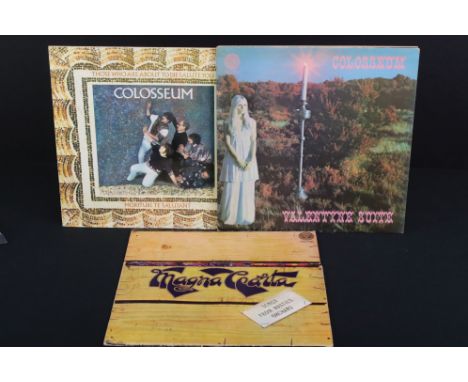 Vinyl - Three LPs to include Colosseum Valentyne Suite on Vertigo VO1 gatefold sleeve has corner and edge buffering but at le
