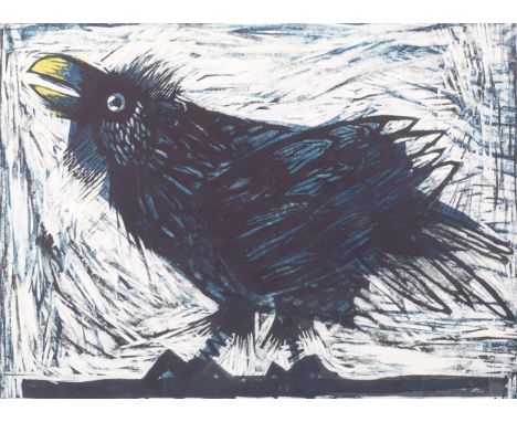 Ken Townsend (1931 - 1999), Raven, coloured etching, signed in pencil, printer's proof, plate 40cm x 51cm, framedVery good co