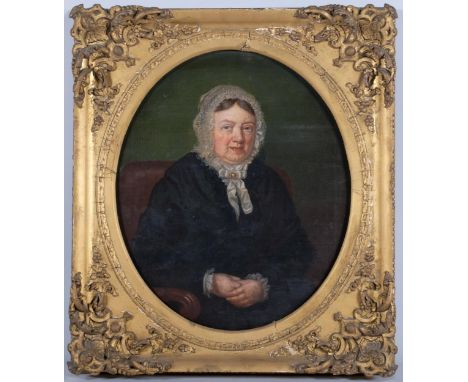 19th century portrait of a woman, oil on canvas, overall frame dimensions 52cm x 44cm, original gesso frameCanvas in good ori