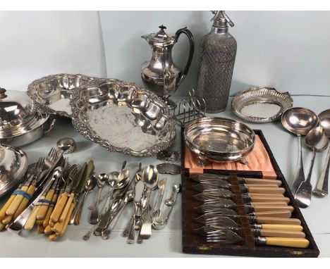 Antique and Vintage,silver plate, E P N S, to include Tureens, muffin dish variety of spoons and ladles, fish cutlery, mesh c