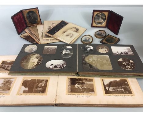 Early photographic interest, collection of 19th and early 20th century photographs to include Daguerreotype and ambrotype por