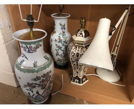 Various decorative lamps/ lamp bases ceramic and Anglepoise style (4)