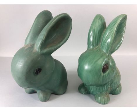 Sylvac, and Denby pottery,  large green Sylvac rabbit pattern 1028 approximately 26cm high and a large Bourne Denby green pot