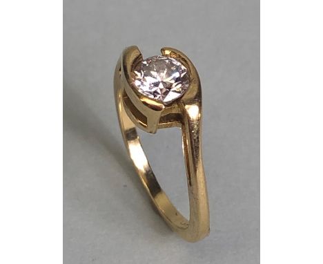 14k marked gold ring set with a round brilliant cut  solitaire diamond approximately 1/2 a carat, size I and 3.17g 