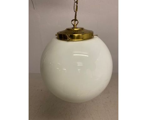 Vintage lighting, large white glass sphere suspended ceiling light 110cm diameter