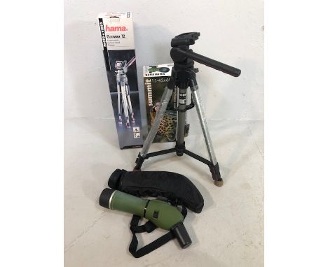 Summit Zoom Spotting scope 15-45 x 60 and a Hama tripod, both in their boxes 