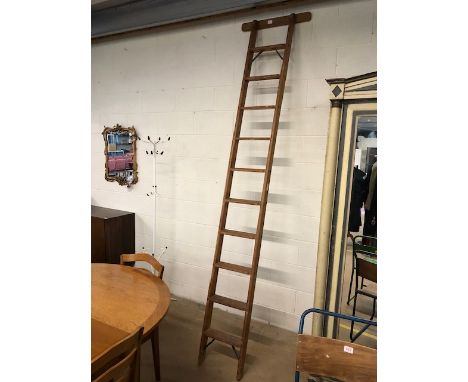 Shop display, vintage wooden lean against Library or window ladder approximately 9ft high