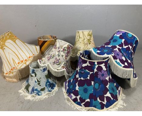 Vintage and Retro,quantity of 1970s old new stock lampshades for standard and table lamps 7 in total